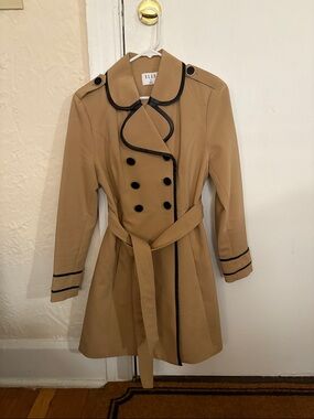 ELLE trench with faux leather detailing